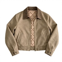Veste de travail en jean vintage réversible, écologique, avec doublure en coton épais et respirant, col rabattable, broderie, pour homme, coupe classique, hiver, fermeture éclair
