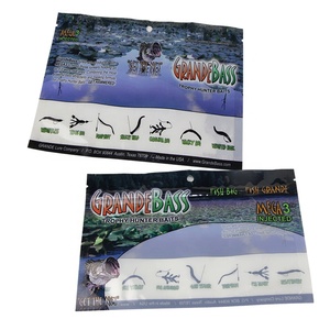 custom printed soft plastic fishing lure packaging fish bait packing bag with zip lock