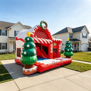 Château gonflable commercial de Noël avec toboggan, Père Noël et bonbons de gingembre, pour la location d'événements festifs - Product Image 6