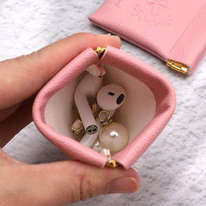 Custom Logo Portable Pu Leather Jewelry Bag With Closed Iron <b>Sheet</b> Earphone Coin Gifts Hook Cosmetic Packaging Leather Pouch - Product Image 2