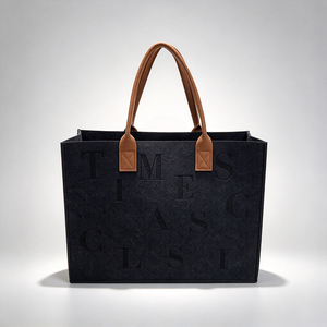 Sacs fourre-tout rectangulaires en feutre 4 couleurs avec poignées marron, sac de shopping léger et structuré, sac pour montre - Product Image 4