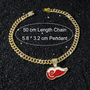 สร้อยคอจี้โลโก้ทีมเรดวิงส์ ดีไซน์ฮิปฮอปทรงเรขาคณิต สีแดง ขายดี ชุบทอง/เงิน สร้อยคอผู้ชาย เครื่องประดับแฟชั่น - Product Image 5