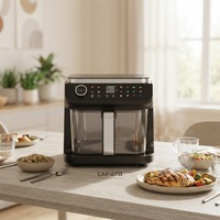 Nouveau modèle de four à air chaud en verre, 360 °   Friteuse à air sans huile visible, écran tactile numérique, contrôle de la température et du temps, friture, cuisson, rôtissage, nettoyage facile
