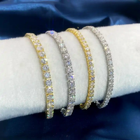 Bracelet Chaîne Tennis 2mm 3mm 4mm 5mm 6.5mm en Moissanite VVS et Diamant de Laboratoire, Bracelet en Argent Sterling 925