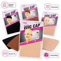 Bonnet de perruque respirant et extensible en maille de polyester, filet à cheveux élastique, doublure de perruque, lot de 2 pièces, protection pour perruques Lace Front, pour la maison et les salons de beauté