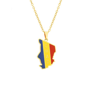 Collar con Colgante Geométrico <span class=keywords><strong>de</strong></span> <span class=keywords><strong>Mapa</strong></span> y Bandera <span class=keywords><strong>de</strong></span> <span class=keywords><strong>Chad</strong></span> en Acero Inoxidable, Joyería <span class=keywords><strong>de</strong></span> Moda Unisex, Nuevo Accesorio - Product Image 5
