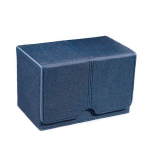 Boîte de jeu de cartes en cuir PU FX, coins carrés, boîte cadeau portable pour cartes à collectionner, intérieur rouge et gris - Product Image 5