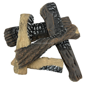 Ceramic Gas <strong>Logs</strong> with Realistic Details and High Temperature Colors for Fire Pit <strong>Decoration</strong> 5-Piece Set - Product Image 1