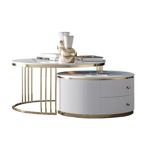 YSS Customized Luxury Modern Bedroom <strong>Side</strong> <strong>Table</strong> <strong>White</strong> Marble Top with Gold Metal Nordic Nesting Coffee <strong>Table</strong> for Home Furniture - Product Image 5