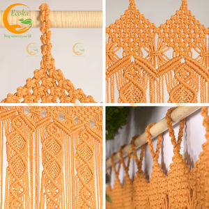 Prix de gros, tapisserie murale bohème en macramé tissée à la main, rideau de porte pour anniversaire, décoration de la maison, tissu 100% coton, Ecoka Vietnam - Product Image 3
