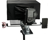 T16 Téléprompteur Mini Prompteur Portable 16 "avec Télécommande APP et Verre Optique Hauteur d'Objectif Réglable Capuche Amovible
