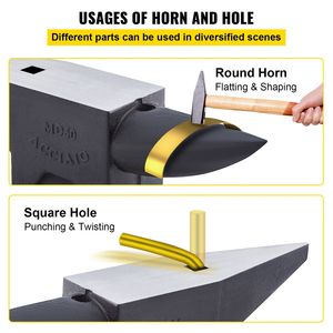 Cast <b>Iron</b> Single Horn 60 Kg 12 in Face Plate <b>7</b> 1/2 in Horn Industrial Grade Blacksmith Tool Black Electrostatic Coated - Product Image 5