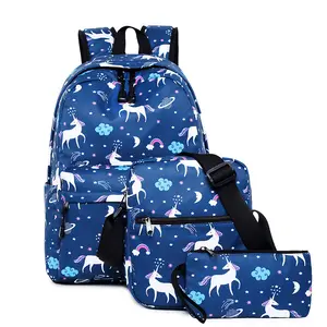 맞춤형 로고 3pcs 세트 초등학생 소녀 배낭 학교 가방, 도매 세트 학생 가방 팩