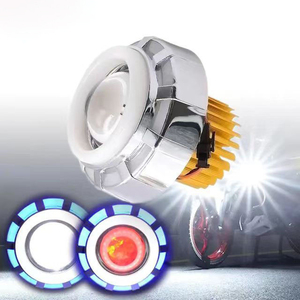 Phare LED pour <span class=keywords><strong>moto</strong></span>, faisceau double, multicolore, double halo, œil d'ange et de démon, projecteur intégré, feu antibrouillard - Product Image 1