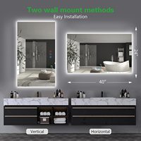 Cermin Kamar Mandi Modern Persegi dengan Sakelar Sentuh/Sensor, Berperingkat IP44 untuk Penggunaan di Salon, Hotel, Apartemen & Ruang Tamu