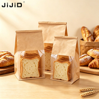Sacs à pain en papier kraft JIJID avec fenêtre transparente, sacs d'emballage alimentaire pour boulangerie, biscuits, snacks, sacs de rangement de qualité alimentaire