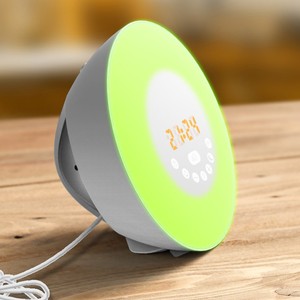 Sunrise Alarm <b>Clock</b> <b>Led</b> Night Light Round Usb Powered With Fm Radio And Manual Button Control For Bedside Use - Product Image 1