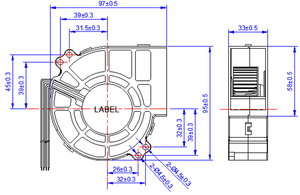 מאוורר חשמלי YiJie DBU97331B 12V DC OEM 97x97x33 מ\\\"מ לחץ בינוני 5400 סל\\\"ד 58.7 דציבל להבי פוליאסטר PBT - Product Image 5