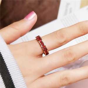 18K PVD Gold Plated Stainless Steel Channel <b>Set</b> <b>Square</b> CZ Ring | Multicolor Options | Waterproof Stackable Fashion Jewelry - Product Image 2