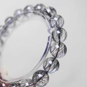 Auténtica Pulsera de Cristal de Cuarzo Negro Rutilado, Poder de la Voluntad, Creencia, Cuarzo Negro Rutilado, Despertar Espiritual, Piedra de Chakra - Product Image 1