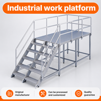 Escalera de aluminio de alta resistencia para mantenimiento higiénico en fábricas de bebidas, plataforma de trabajo con barandillas de seguridad