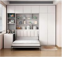 Lit mural moderne en bois ou en acier inoxydable, lit Murphy, rangement personnalisé, design pliable, meubles de chambre à coucher gain de place