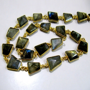 Cadena con Conectores de Bisel para Brioletes de Forma Libre de Latón, 12-13mm, Plateado, Dorado, Negro, para Fabricación de Collares, Se Vende por PIE - Product Image 1