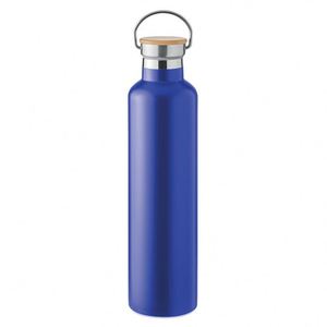 Bouteille isotherme en acier inoxydable 1L personnalisée avec logo promotionnel, couvercle en bambou, poignée métallique, pour le sport, la remise en forme, les activités de plein air, cadeau - Product Image 2