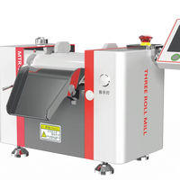 Broyeur de précision de laboratoire à trois rouleaux en céramique pour matériaux nano, machine de broyage humide en petites séries TRM 50EP