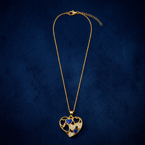 Collar de Aleación con Baño de Rodio Personalizado, Colgante de Corazón con Esmalte Azul, Racimo de Circonitas, Filigrana Calada, Caja de Regalo Fina para Mujer, Regalo Romántico - Product Image 6