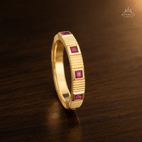 Cincin Perak Sterling 925 Berlapis Emas 14K dengan Zirkon Pink Persegi Model Fluted Band Setting Flush untuk Wanita Pernikahan