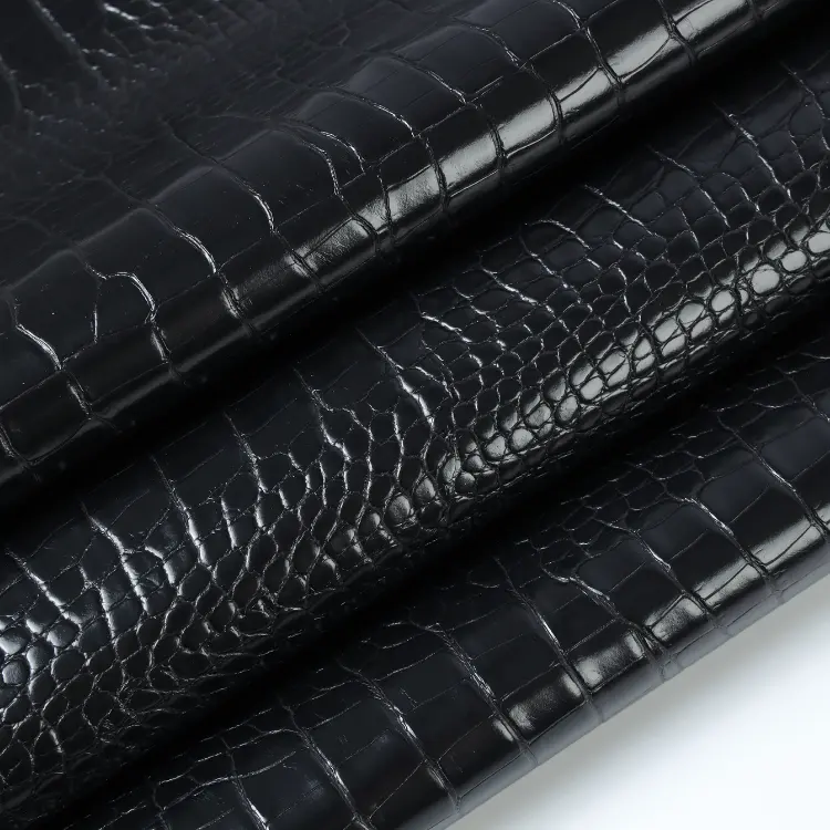 Benutzer definierte Größe schwarz Krokodil geprägter Stoff Tierhaut Leder Dekoratives Leder für Mädchen Taschen und Schuhe