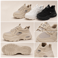 Baskets Chunky pour femmes à coussin d'air, style Dad Shoes, avec lacets, semelle robuste amortissante, rehaussantes, pour le streetwear et le quotidien