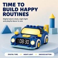 Réveil numérique de table en blocs de construction Voiture de police pour enfants, jouet de collection, veilleuse, cadeau de chevet, personnalisation OEM ODM