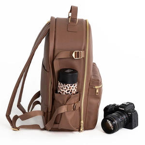 Sac à dos personnalisable de luxe vintage portable unisexe en cuir PU végétalien réutilisable avec fermeture éclair et roulettes pour appareil photo numérique et objectif SLR grande capacité - Product Image 3