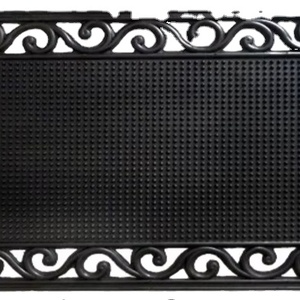 Iron Pin Design Rectangle Machine Made <b>Rubber</b> Stair Mat Anti-Slip Washable Durable Eco-Friendly Non-Slip Backing Flower Pattern - Product Image 1