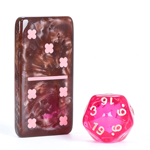 Dominos en résine marron double six 9 28 pièces avec points imprimés, logo personnalisé multicolore, jeu de dominos éducatif de bureau - Product Image 6