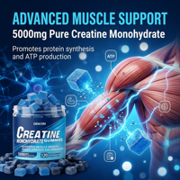 Bonbons Gommeux Pré-Entraînement OEM à Marque Blanche Créatine Monohydrate BCAA pour Adultes, Complément de Prise de Poids pour la Musculation, 120 Unités, Faible en Gras, Végétalien