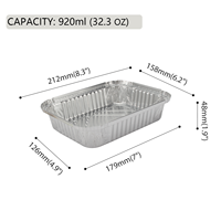 Contenants en aluminium jetables de 920 ml, qualité alimentaire, recyclables, en aluminium argenté, pour restaurants, traiteurs, plats à emporter