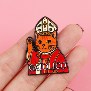 Divertente Spilla da Bavero Smaltata a Forma di Gatto Sacerdote Cattolico, Spilla a Forma di Gatto Religioso Cartoonesco <span class=keywords><strong>per</strong></span> Amanti dei Gatti e Regali Originali - Product Image 4