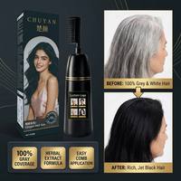 Crème colorante pour cheveux noir de jais à base de plantes avec peigne applicateur OEM Couverture instantanée des cheveux gris