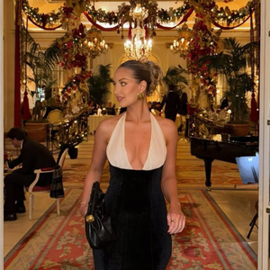 Robe de Soirée de Remise de Diplôme Chic et Sexy <span class=keywords><strong>en</strong></span> Chiffon Noir et Blanc pour Femme, Modèle Push-up, Collection de Luxe de Créateur - Product Image 5