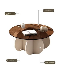 <span class=keywords><strong>Tavolino</strong></span> da Caffè di Lusso, Arredamento Moderno, Tavolo Centrale in <span class=keywords><strong>Vetro</strong></span> per Soggiorno, Colore Quercia, Forma Triangolare, Montaggio Semplice - Product Image 3