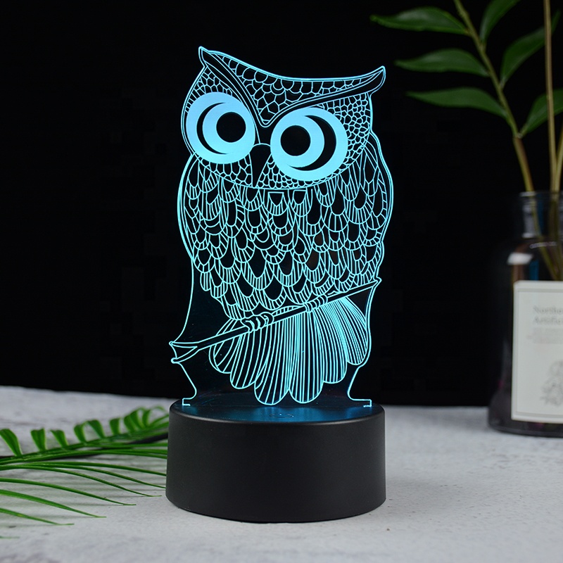 Индивидуальные прозрачные акриловые креативные иллюзии Сова Дети led 3d настольная лампа ночник