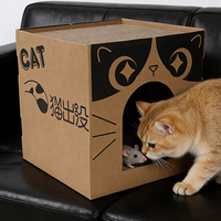 Maison pour chat amusante à gratter, en carton écologique ondulé, lit pour chat, impression d'avertissement pour chat, cabane de repos