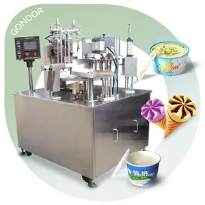 Yoghurt Plastic Handel Roterende Vaste Yoghurt Melk Pudding Grote Kuip Verpakking Cup Ijs Vul & Seal Machine