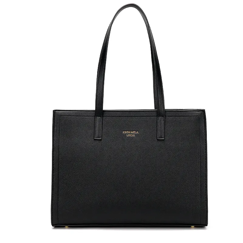 女性ハンドバッグトートバッグ14.1インチショルダーバッグラップトップバッグスタイリッシュなデザイナー付き学校の仕事のための大きな黒いハンドバッグ