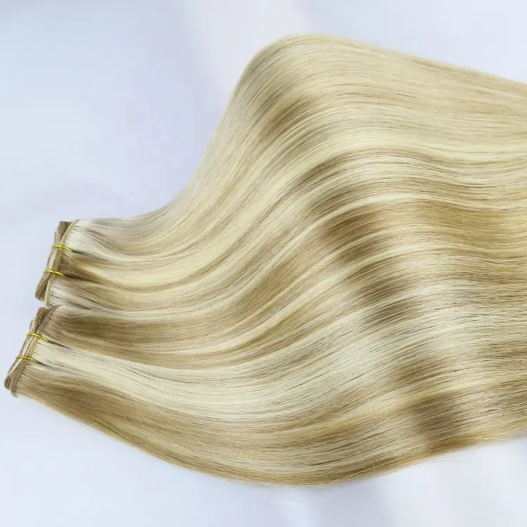 Extensiones de cabello humano de trama doble de cabello malasio virgen P #8-#22 de 18 pulgadas hechas a medida, sin enredos, sedoso y recto