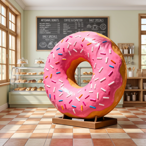 Escultura Decorativa de Donut Rosa para Exhibición en Tiendas, Mueble Comercial Personalizado y Colorido - Product Image 2