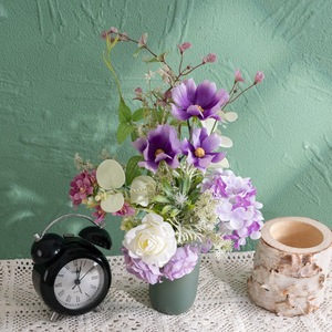 Bouquet de fleurs artificielles Camélia Harmonie Hortensia en tissu tissé plastique pour mariage et décoration intérieure CF01330 - Product Image 1